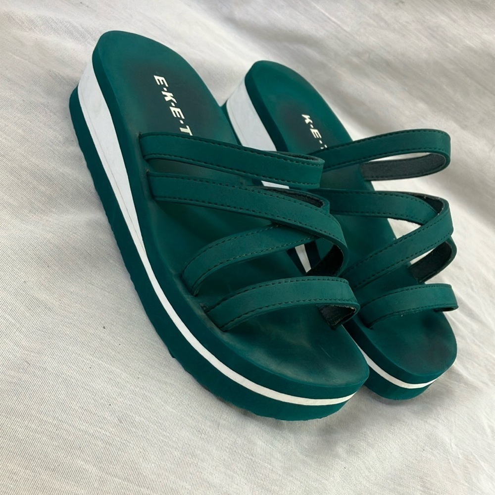 Teal Women's platform Sandals In my opinion fits like a size 8.